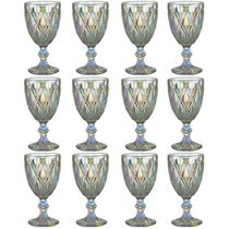 Jogo 12 Taças de Vidro 325ml Diamond Lyor Furta Cor Servir Água Suco Drinks