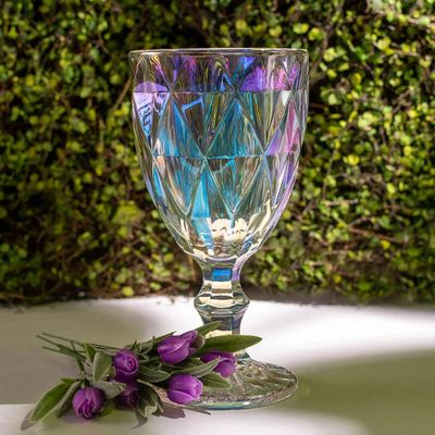 Jogo 12 Taças de Vidro 325ml Diamond Lyor Furta Cor Servir Água Suco Drinks