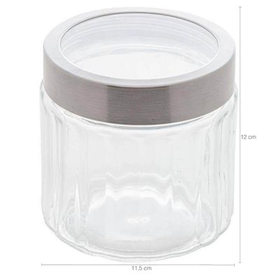 Kit 2 Potes de Vidro com Tampas Inox 870ml e 1,2L Lyor Sydney Biscoitos Cereais