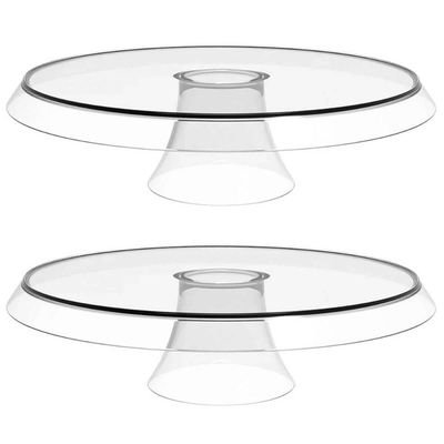 Kit 2 Boleiras com Cúpula e Pé 25cm Transparente Glassy Crip