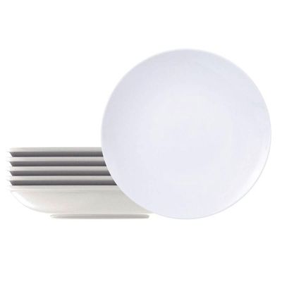 Jogo 6 Pratos Fundos de Porcelana 21cm Leonora Tramontina Branco Sopa Risoto Massa