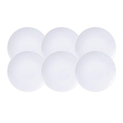 Jogo 6 Pratos Fundos de Porcelana 21cm Leonora Tramontina Branco Sopa Risoto Massa