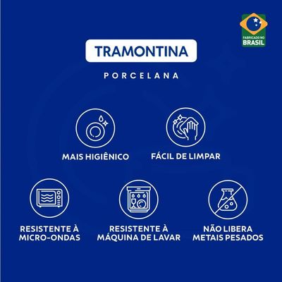 Jogo 6 Pratos Fundos de Porcelana 21cm Leonora Tramontina Branco Sopa Risoto Massa