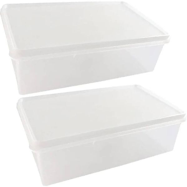 Kit 2 Caixas Organizadoras Plásticas 3,5L Empilhável com Tampa Plasvale Multiuso