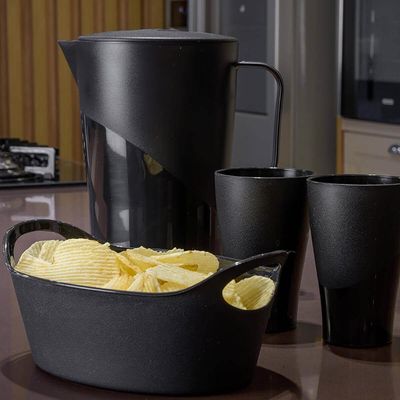 Kit 24 Cestos para Servir Batata Frita Porções Preto 28x12cm Restaurante Bar Lancheria Plus M Uz