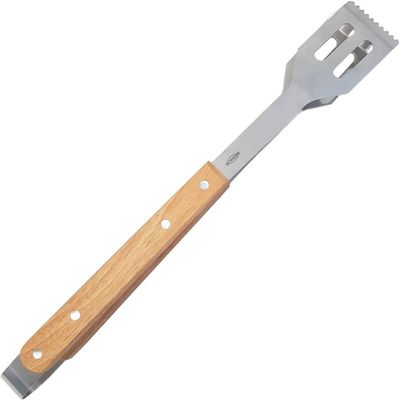 Kit 3 Pegadores de Churrasco Carne Legumes 40cm Inox Cabo Longo Madeira Brinox