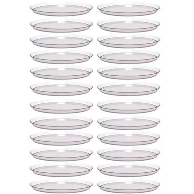 Kit 24 Bandejas Redondas 34cm Poliestireno Doce Salgado Buffet Incolor Crippa Glassy
