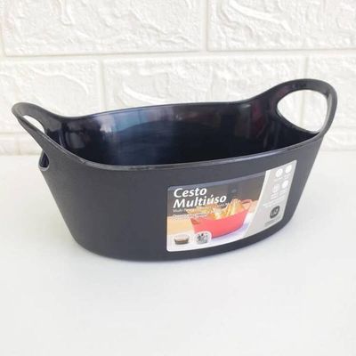 Kit 6 Cestos Batata Frita Preto 28x12cm Restaurantes Bares L
