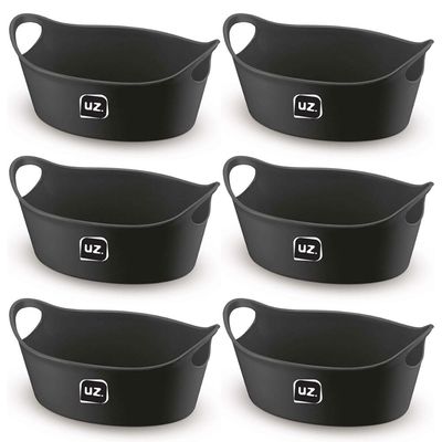 Kit 6 Cestos Batata Frita Preto 28x12cm Restaurantes Bares L