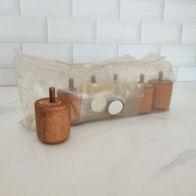 Kit 6 Pés para Cama de Madeira Baixo 5cm Cor Mel para Box Solteiro Casal Queen King