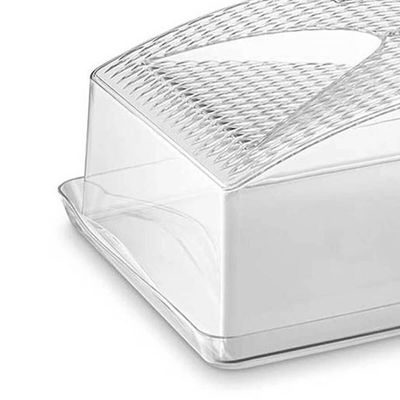 Porta Bolo Boleira Retangular 41cm com Tampa Acrílica Uz Utilidades Translucido