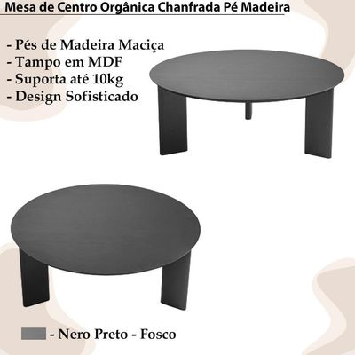 Mesa De Centro Chanfrada Pe Madeira Nero Preto 28018 Artesano Nero Preto