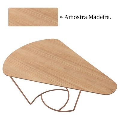 Mesa De Centro Gota Madeira Amendoa Base Metal Cobre Nacc Amendoa Cobre