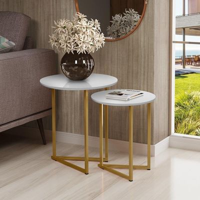Mesa Lateral Pé De Ferro Dourado Estilo Industrial