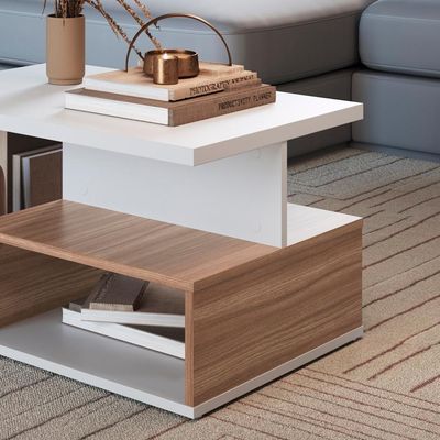 Mesa De Centro 1 Nicho E 1 Prateleira B92 Branco Montana Novam Branco Montana