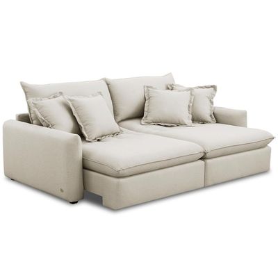 Sofá Cama Retrátil 3 Lugares Para Sala De Estar 190cm Asher T03 Veludo Bege - Lyam Decor