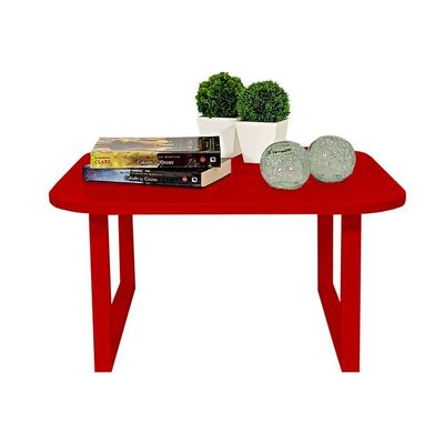 Mesa De Centro Lateral De Apoio Para Sala Estar Square Vermelho Laca