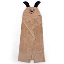 Manta com Capuz Buettner Microfibra Infantil Super Dog 90cmx90cm Bege Escuro