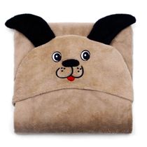 Manta com Capuz Buettner Microfibra Infantil Super Dog 90cmx90cm Bege Escuro