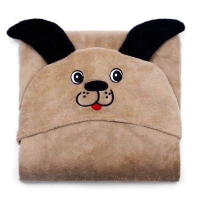 Manta com Capuz Buettner Microfibra Infantil Super Dog 90cmx90cm Bege Escuro