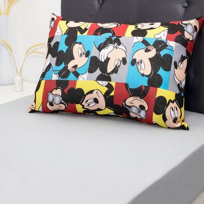 Jogo de Cama Portallar Solteiro Malha 100% Algodao Disney Mickey Glasses 2 Pçs Cinza
