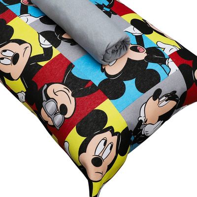 Jogo de Cama Portallar Solteiro Malha 100% Algodao Disney Mickey Glasses 2 Pçs Cinza