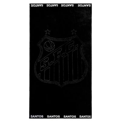 Toalha de Banho Buettner Jacquard Veludo Futebol Santos 70cmx140m Preto