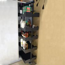 Coluna Deslizante Preta com 5 Cesto Ajustáveis 175cm Prateleira Organizador de Armário Cozinha