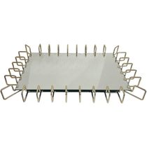 Bandeja Espelhada Dourada Retangular Decorativa para Lavabo Aparador Centro de Mesa Anfield