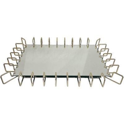 Bandeja Espelhada Dourada Retangular Decorativa para Lavabo Aparador Centro de Mesa Anfield