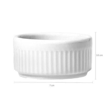24 Ramekins Restaurante de Porcelana 85ml Branco Canelado Germer Porta Molhos