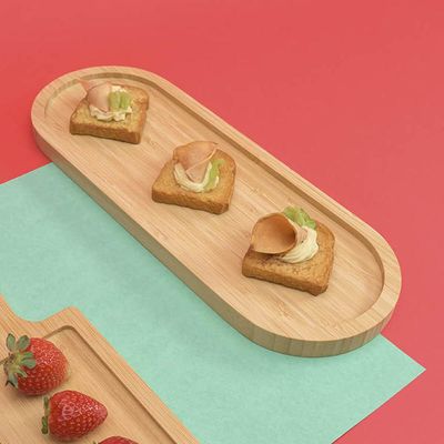 12 Travessas de Bambu Petisqueira 33x12cm Bandeja UZ Servir Decorar Gamela