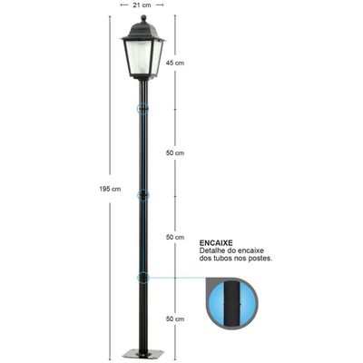 12 Postes de Luz para Jardim Colonial Luminárias de Piso Pre