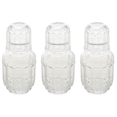3 Garrafas para Água Moringa de Vidro 500ml Copo Tampa Lyor Faces