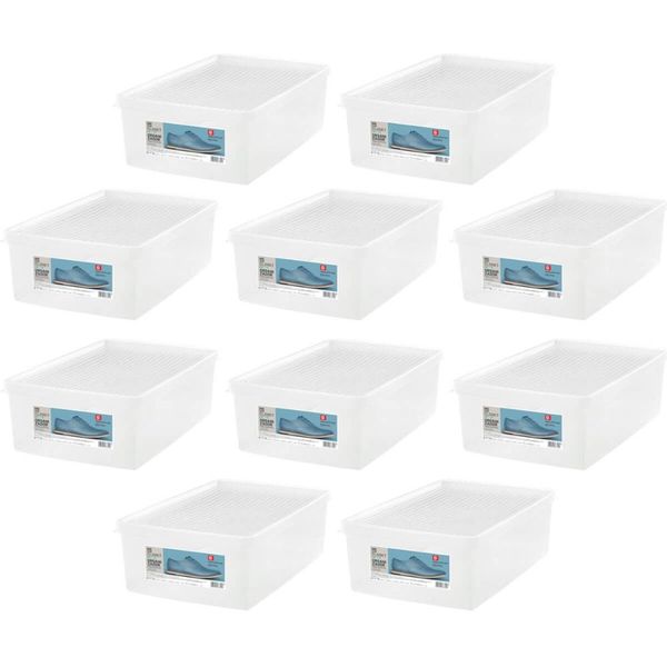10 Caixas Organizadoras para Calçados Ordene 38 ao 46 com Tampa Multiuso Closet Escritório
