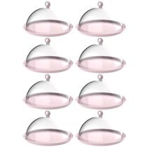 8 Porta Bolo Rosa Himalaia 30cm com Cúpula Bubble Crippa Boleira Torta Doces