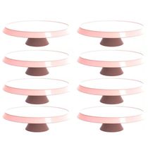 Kit 8 Bases Porta Bolos Rosa Himalaia 30cm com Pé Bubble Crippa Suporte Tortas Doces