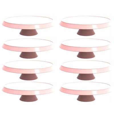 Kit 8 Bases Porta Bolos Rosa Himalaia 30cm com Pé Bubble Crippa Suporte Tortas Doces