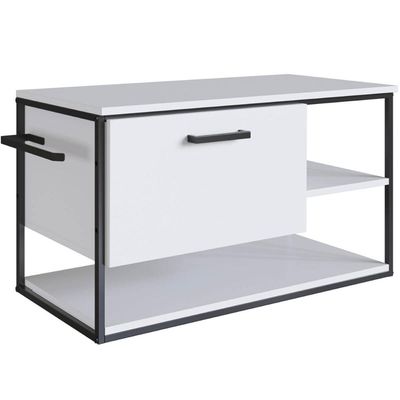 Gabinete Suspenso de Banheiro 80cm Branco Estilo Industrial Sem Cuba Placa e Ponto