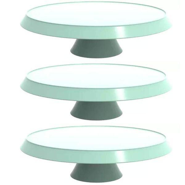 3 Cúpulas Plástico 30cm Bolos Tortas Doces Pratos Verde Menta Bubble Crippa