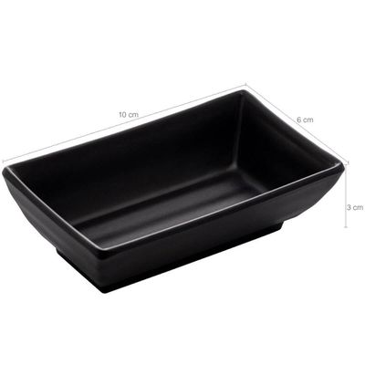 40 Potes de Shoyu Retangulares 60ml Preto Molheiras Restaurante 10x6x3cm
