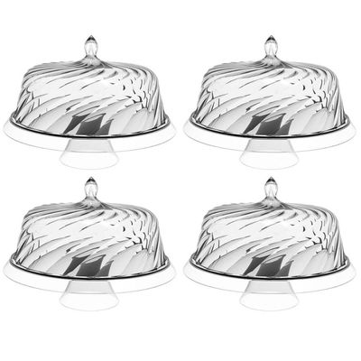 4 Porta Bolo Boleira com Cúpula 30cm Transparente Glassy Crippa Doces Petiscos