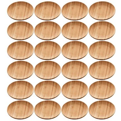 24 Pratos de Bambu 11x1,5cm Servir Bares Casa de Eventos Pet