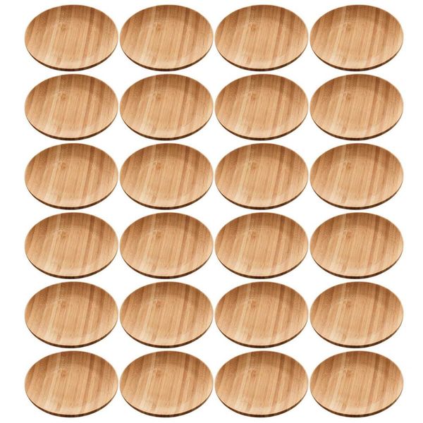 24 Pratos de Bambu 11x1,5cm Servir Bares Casa de Eventos Pet
