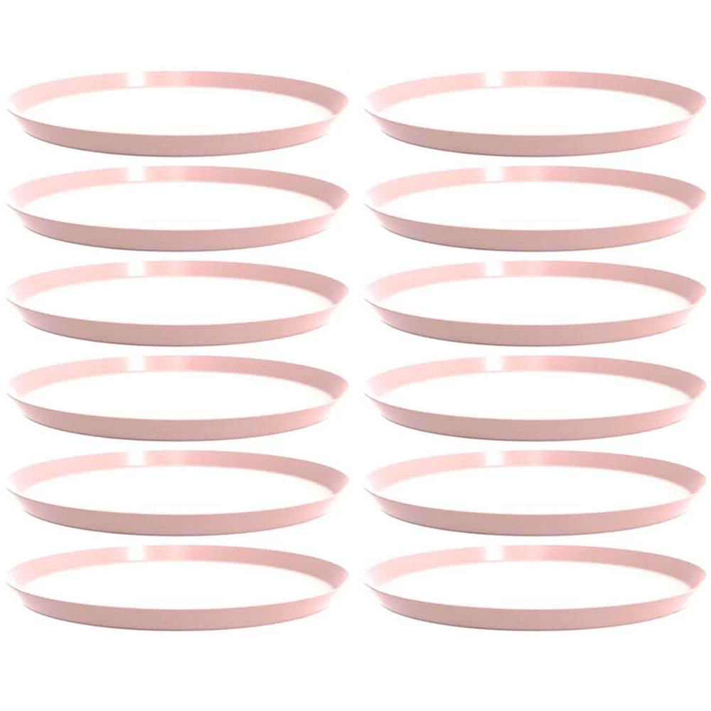 12 Bandejas Redondas 34cm Rosa Buffet Festa Doce Salgado Crippa Bubble
