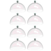 Kit 8 Cúpulas Plástico 25cm Bolos Tortas Doces Pratos Verde Menta Bubble Crippa