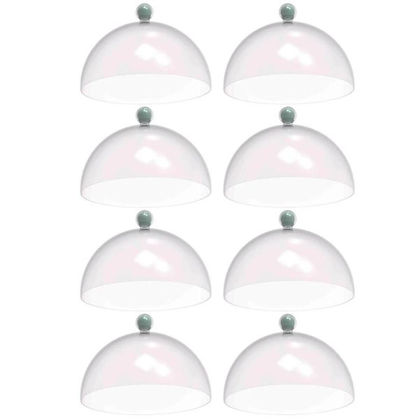 Kit 8 Cúpulas Plástico 25cm Bolos Tortas Doces Pratos Verde Menta Bubble Crippa