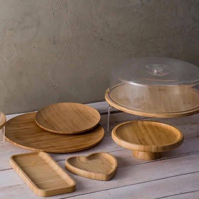 Kit 6 Pratos de Bambu 11cm Petiscos Aperitivos Entradas Mesa