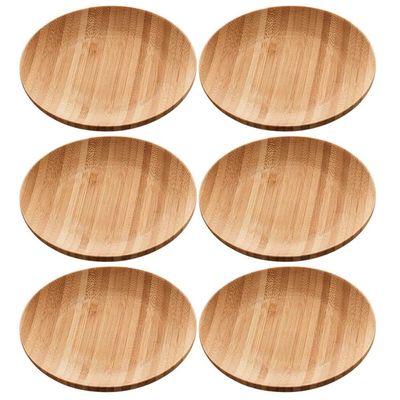 Kit 6 Pratos de Bambu 11cm Petiscos Aperitivos Entradas Mesa