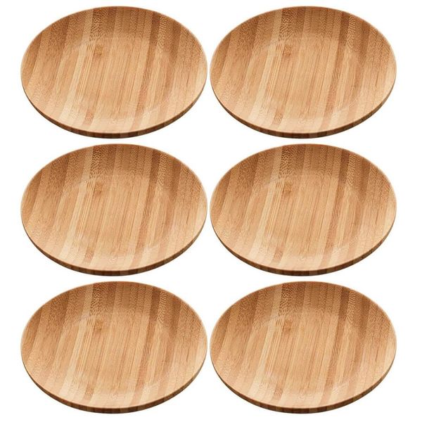 Kit 6 Pratos de Bambu 11cm Petiscos Aperitivos Entradas Mesa